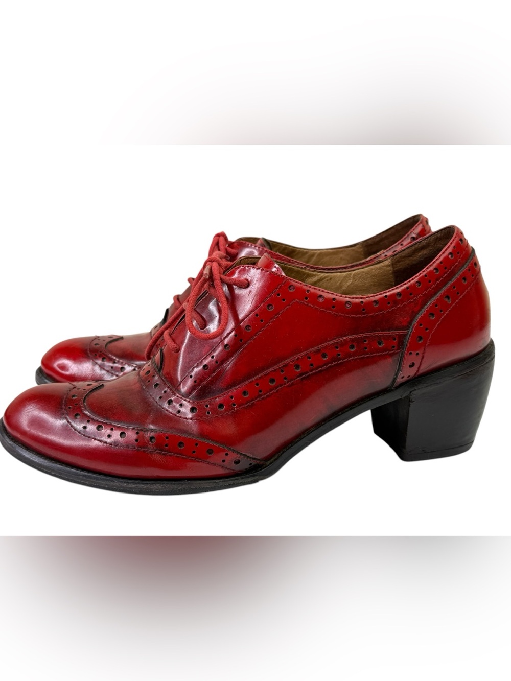 Miz Mooz Nash Red Shoes Wingtip Oxfords Leather Block Heels Lace Up Women’s 11 - Picture 10 of 10